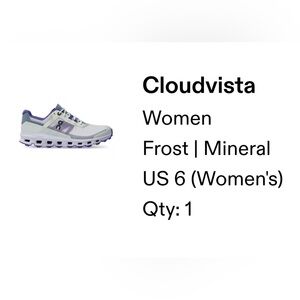 On Running Cloud Vista size 6 Womens
